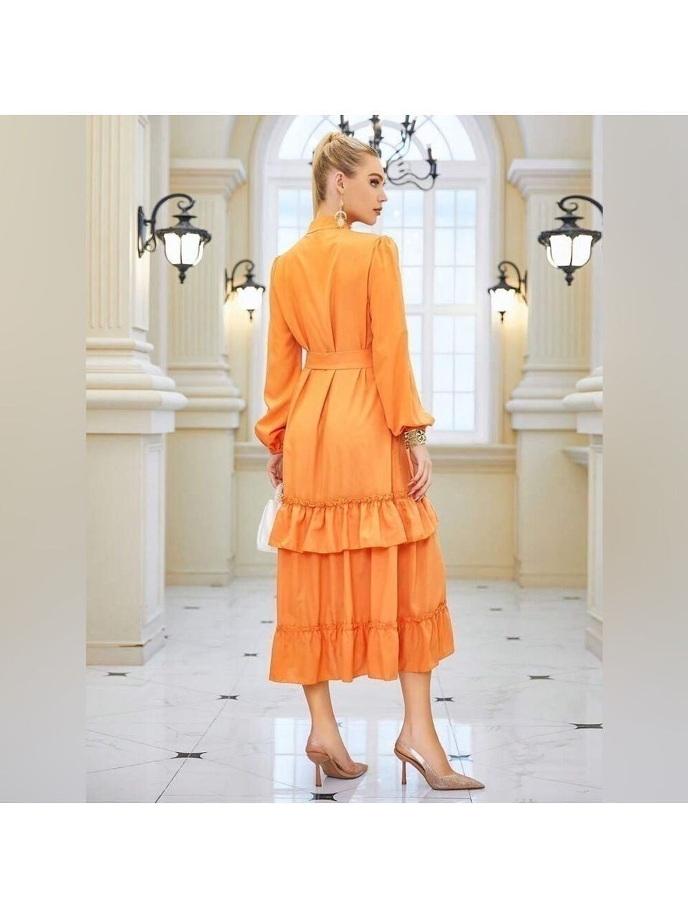 Women's Layered Ruffle Maxi Dress - Picture 6 of 13